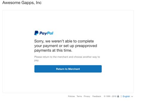 paypal payment failed